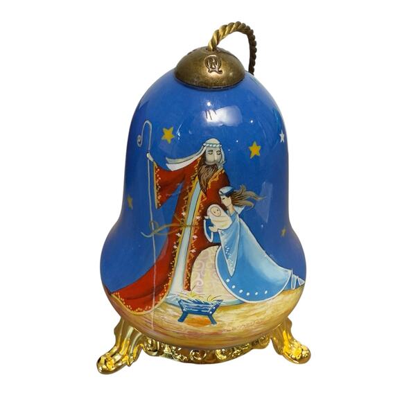 Ne Qwa Art Reverse Handpainted Blown Glass Ornament Jesus Mary Joseph Holy Night - Picture 9 of 16